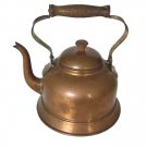 Antique Copper Teapot Kettle Wooden Handle Portugal Rustic Farmhouse Kitchen