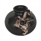 Vintage Black Pottery Small Round Table Vase Terracotta Village Mexico Decor
