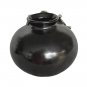 Vintage Black Pottery Small Round Table Vase Terracotta Village Mexico Decor