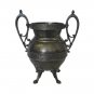 Antique Vintage Silver-plate Dual Handled Urn Bowl Leaf 8"H