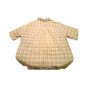 Vintage Perry Ellis Men`s Shirt Beige Cream Plaid Short Sleeve Button Down  L