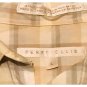 Vintage Perry Ellis Men`s Shirt Beige Cream Plaid Short Sleeve Button Down  L