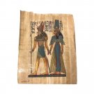 Egyptian Papyrus God Horus & Queen Nefertari Hand Painted Art Painting Signed Egyptian Papyrus God Horus & Queen Nefertari Hand Painted Art Painting Signed