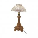 Antique Table Lamp Crystal Glass Flower Shade Electric Gold Leaf Metal Base