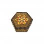 Vintage Hexagonal Trinket Jewelry Box Wooden Decorated Etno Bulgarian