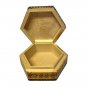 Vintage Hexagonal Trinket Jewelry Box Wooden Decorated Etno Bulgarian