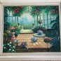Original W. Hodges Painting Oil On Canvas Garden Colorful Flowers Signed Framed
