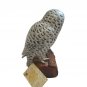 Snowy Owl Bird on Log Hand Painted Carved Wood Glass Eyes John Madison Vintage