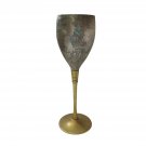Vintage Brass Wine Goblet Cup Engraved Elegant Gold And Silver