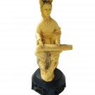 Vintage Asian Resin Figurine Woman Playing Instrument Music Signed On Pedestal Vintage Asian Resin Figurine Woman Playing Instrument Music Signed On Pedestal