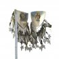 Vintage Women's Chandelier Star Earrings Silver Tone Black Beads Clip On