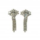 Vintage Clear Rhinestone Dangle Drop Earrings Clip On Silver Tone Vintage Clear Rhinestone Dangle Drop Earrings Clip On Silver Tone