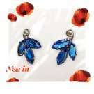 Vintage Blue Crystal Marquise Cut Solid Sterling Silver 925 Stud Earrings Vintage Blue Crystal Marquise Cut Solid Sterling Silver 925 Stud Earrings
