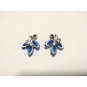 Vintage Blue Crystal Marquise Cut Solid Sterling Silver 925 Stud Earrings