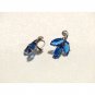 Vintage Blue Crystal Marquise Cut Solid Sterling Silver 925 Stud Earrings