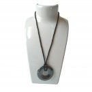 Vintage Round Black Hematite Gemstone Pendant Necklace Vintage Round Black Hematite Gemstone Pendant Necklace
