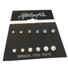 Aftertoughts 6 Pairs of Dainty Stud Earrings Pearls & Round Cut Crystals Posts Aftertoughts 6 Pairs of Dainty Stud Earrings Pearls & Round Cut Crystals Posts