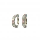 Baguette & Round Cut Lilac & Clear CZ Huggie Earrings Sterling Silver 925 FAS Baguette & Round Cut Lilac & Clear CZ Huggie Earrings Sterling Silver 925 FAS