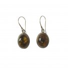 Vintage Signed V-8 Oval Cut Green Amber Dangle Earrings Sterling Silver 925 Hook Vintage Signed V-8 Oval Cut Green Amber Dangle Earrings Sterling Silver 925 Hook