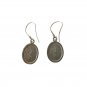 Vintage Signed V-8 Oval Cut Green Amber Dangle Earrings Sterling Silver 925 Hook