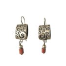 Vintage Silpada Etched Swirl Sandstone Dangle Earrings Sterling Silver 925 Hook