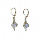 Round Cut Amethyst Cubic Zirconia Dangle Earrings Sterling Silver 925 Lever Back