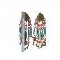 Vintage Egyptian Revival Faience Blue & Orange Earrings Gold Plated Clip On