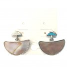 Vintage Crescent Mother Of Pearl Dangle Earrings Sterling Silver Plated Post Vintage Crescent Mother Of Pearl Dangle Earrings Sterling Silver Plated Post