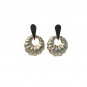 TM Mexico Signed Black Enamel Circle Earrings Solid Sterling Silver 925 Post