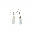 Elegant White Cats Eye Teardrop Dangle Earrings Solid Sterling Silver 925 Hook Elegant White Cats Eye Teardrop Dangle Earrings Solid Sterling Silver 925 Hook