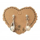 Vintage Faux Pearl Dangle Teardrop Earrings Sterling Silver Plated Post Screw
