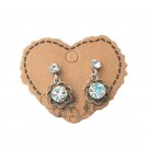 Round Cut Crystal Flower Dangle Dainty Earrings Silver Plated Post Round Cut Crystal Flower Dangle Dainty Earrings Silver Plated Post
