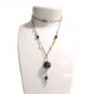 Blue Clear Swirl Glass Crystal Beads Y Lariat Necklace By Korea Adjustable