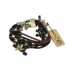 Uno de 50 Unisex Bracelet Silver Brown Leather  With Charms Men's Women's Spain
