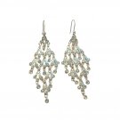Vintage Clear Crystals Chandelier Dangle Earrings Silver Tone Hooks