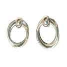 Vintage Triple Twisted Oval Door Knocker Dangle Earrings Silver Tone Posts Vintage Triple Twisted Oval Door Knocker Dangle Earrings Silver Tone Posts