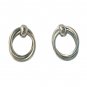 Vintage Triple Twisted Oval Door Knocker Dangle Earrings Silver Tone Posts