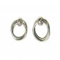 Vintage Triple Twisted Oval Door Knocker Dangle Earrings Silver Tone Posts