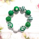 St Patrick's Day Shamrock Clover Irish Beaded Bracelet Stretch Green Plastic St Patrick's Day Shamrock Clover Irish Beaded Bracelet Stretch Green Plastic