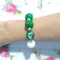 St Patrick's Day Shamrock Clover Irish Beaded Bracelet Stretch Green Plastic