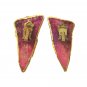 Vintage Amy Lacombe Pink Purple Flower Dangle Earrings Yellow Gold Plated Clip