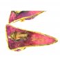 Vintage Amy Lacombe Pink Purple Flower Dangle Earrings Yellow Gold Plated Clip