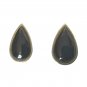 Vintage Pear Cut Black Onyx Stud Earrings Gold Tone Posts