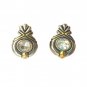 Vintage John Candice JC Oval Crystal Stud Earrings Silver Gold Tone Omega Clip