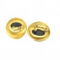 Vintage Givenchy Cabochon Oval Black Onyx Stud Earrings Yellow Gold Plated Clip