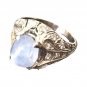 Antique Art Deco Ring: 1.5ct Cabochon Star Sapphire Diamonds Platinum Sz 3.75