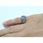 Antique Art Deco Ring: 1.5ct Cabochon Star Sapphire Diamonds Platinum Sz 3.75