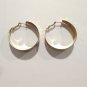 Vintage Classic Wide Hoop Earrings Hammered Yellow Gold Plated