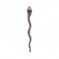 Antique Snake Brooch Pin Round Cut Blue Sapphire Diamonds 14K White/Yellow Gold