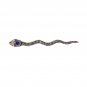 Antique Snake Brooch Pin Round Cut Blue Sapphire Diamonds 14K White/Yellow Gold
